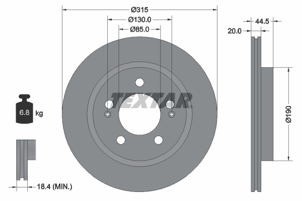 Disc frana puntea spate (92332903 TEXTAR) SSANGYONG