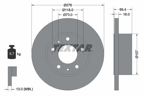 Disc frana puntea spate (93104700 TEXTAR) IVECO