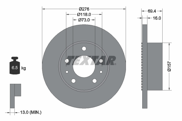 Disc frana puntea spate (93104800 TEXTAR) IVECO