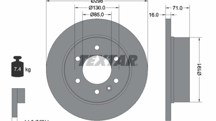 Disc frana puntea spate (93143300 TEXTAR) DODGE,FREIGHTLINER,MERCEDES-BENZ,MERCEDES-BENZ (FJDA),VW