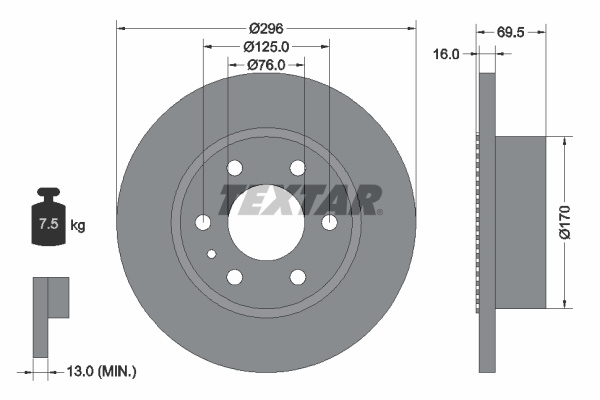 Disc frana puntea spate (93177500 TEXTAR) IVECO