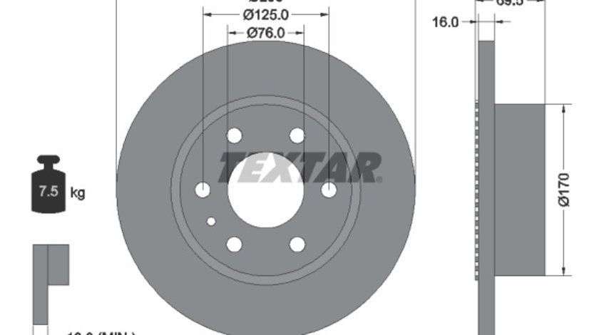 Disc frana puntea spate (93177500 TEXTAR) IVECO