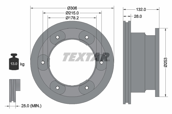 Disc frana puntea spate (93177703 TEXTAR) IVECO