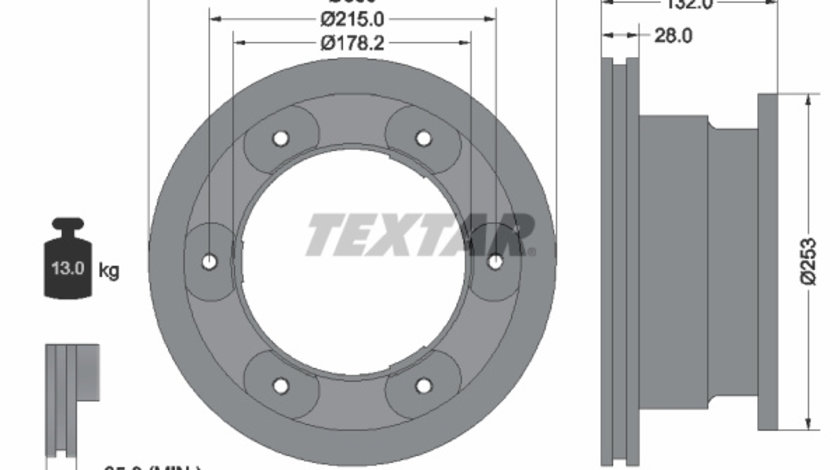 Disc frana puntea spate (93177703 TEXTAR) IVECO