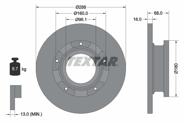 Disc frana puntea spate (93260703 TEXTAR) FORD,FORD AUSTRALIA