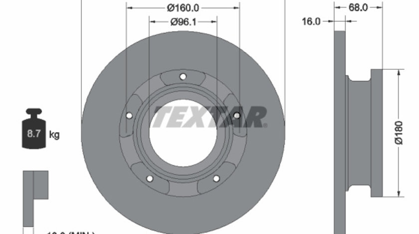 Disc frana puntea spate (93260703 TEXTAR) FORD,FORD AUSTRALIA