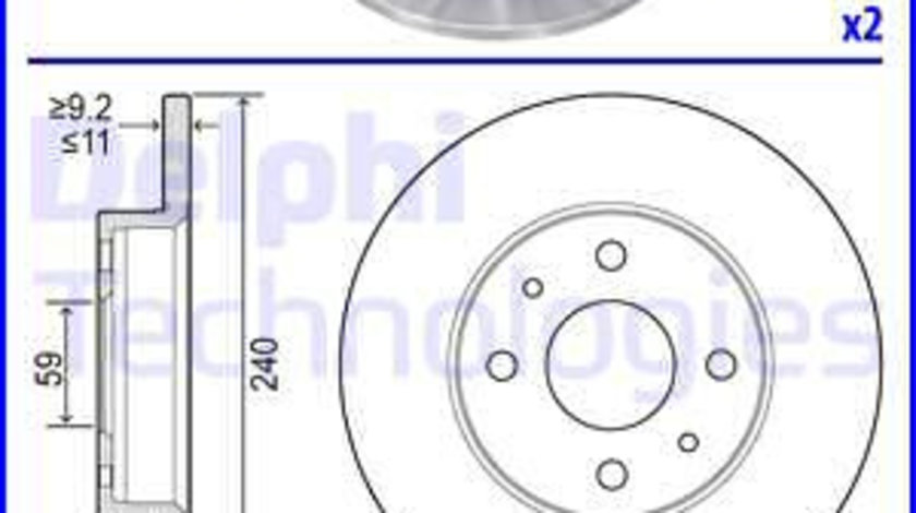 Disc frana puntea spate (BG2458 DELPHI) ABARTH,ALFA ROMEO,FIAT,FORD,LANCIA,ZASTAVA