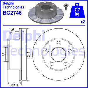 Disc frana puntea spate (BG2746 DELPHI) AUDI,SKODA,VW