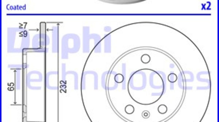 Disc frana puntea spate (BG3034C DELPHI) AUDI,SEAT,SKODA,VW,VW (FAW)