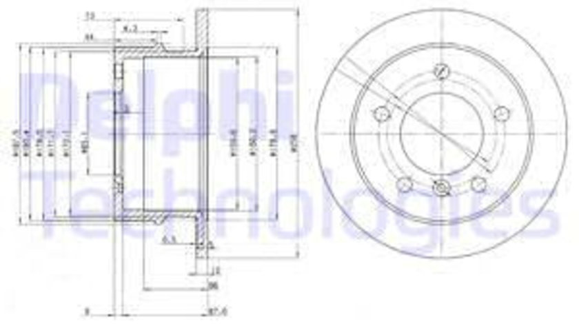 Disc frana puntea spate (BG3235 DELPHI) MERCEDES-BENZ,VW