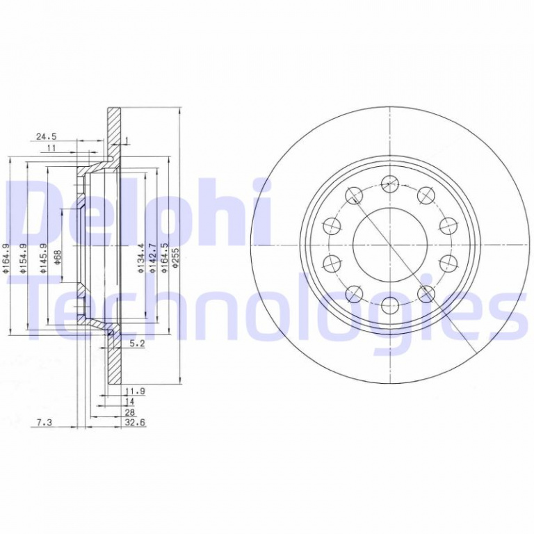 Disc frana puntea spate (BG3674C DELPHI) AUDI,SEAT