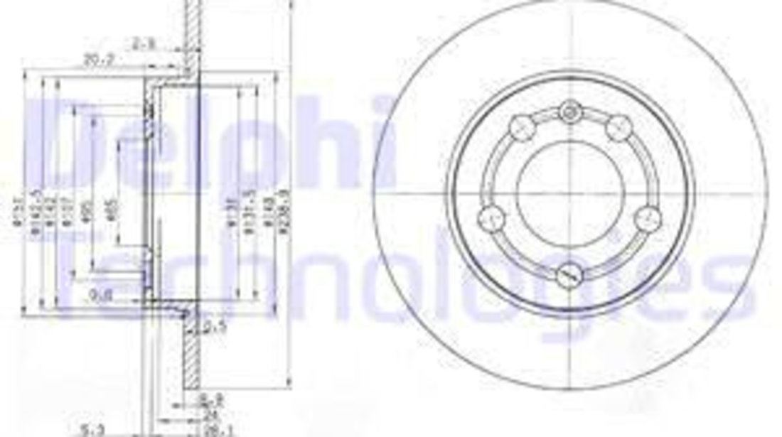 Disc frana puntea spate (BG3738 DELPHI) AUDI,SKODA,VW