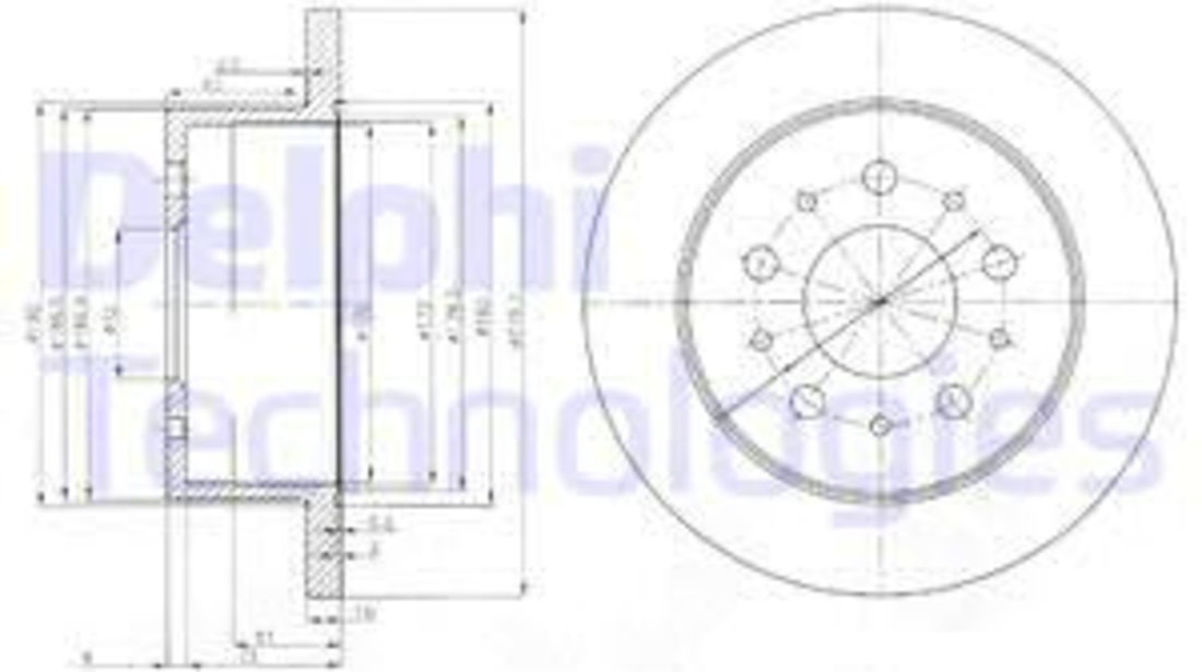 Disc frana puntea spate (BG3853 DELPHI) Citroen,FIAT,PEUGEOT