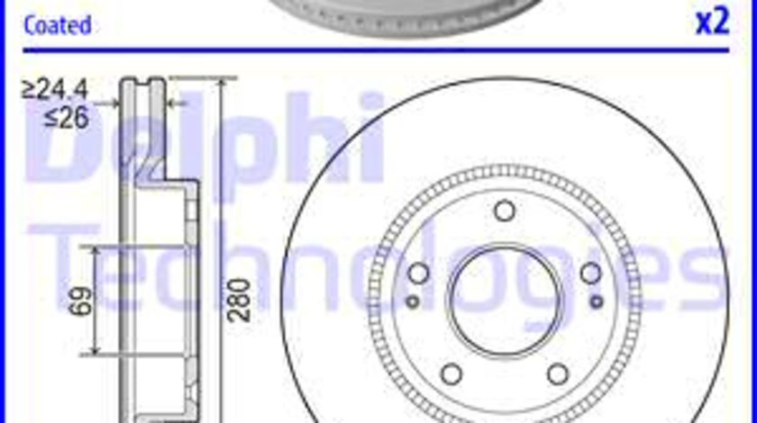 Disc frana puntea spate (BG3861C DELPHI) BYD,ENGLON,GEELY,GLEAGLE,HYUNDAI,HYUNDAI (BEIJING),KIA,KIA (DYK)