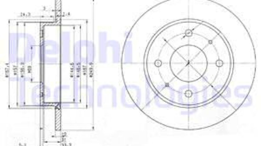 Disc frana puntea spate (BG3971 DELPHI) MITSUBISHI,SMART