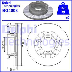 Disc frana puntea spate (BG4008 DELPHI) FORD