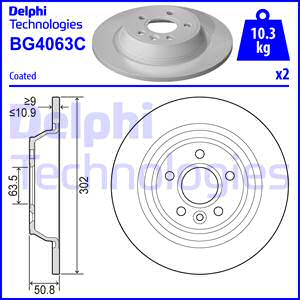 Disc frana puntea spate (BG4063C DELPHI) FORD,LAND ROVER