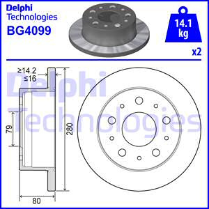 Disc frana puntea spate (BG4099 DELPHI) Citroen,FIAT,OPEL,PEUGEOT,VAUXHALL