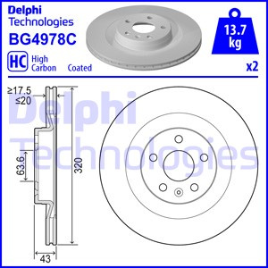 Disc frana puntea spate (BG4978C DELPHI) VOLVO,VOLVO ASIA