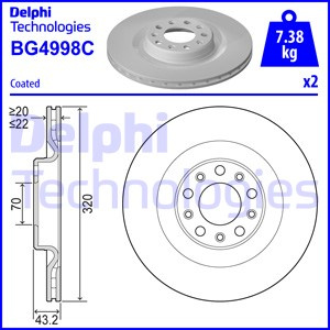 Disc frana puntea spate (BG4998C DELPHI) ALFA ROMEO