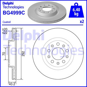 Disc frana puntea spate (BG4999C DELPHI) ALFA ROMEO