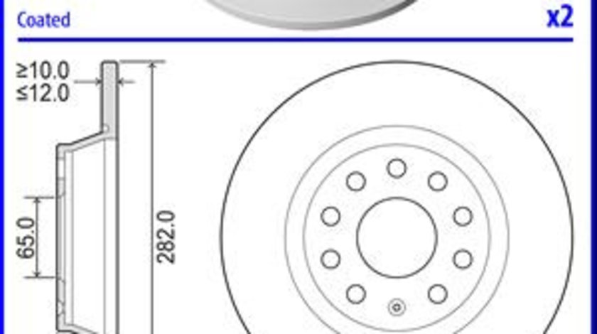 Disc frana puntea spate (BG5020C DELPHI) AUDI,AUDI (FAW),SEAT,SKODA,SKODA (SVW),VW,VW (FAW),VW (SVW)