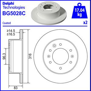Disc frana puntea spate (BG5028C DELPHI) HYUNDAI