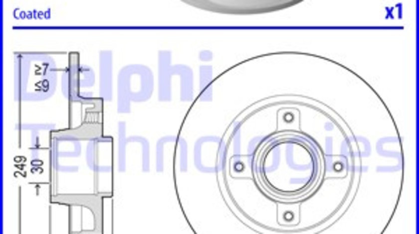 Disc frana puntea spate (BG9022RSC DELPHI) Citroen,Citroen (DF-PSA),DS,OPEL,PEUGEOT,PEUGEOT (DF-PSA),VAUXHALL