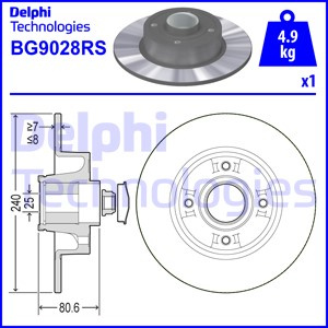 Disc frana puntea spate (BG9028RS DELPHI) RENAULT