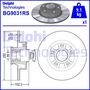Disc frana puntea spate (BG9031RS DELPHI) NISSAN,OPEL,RENAULT,VAUXHALL