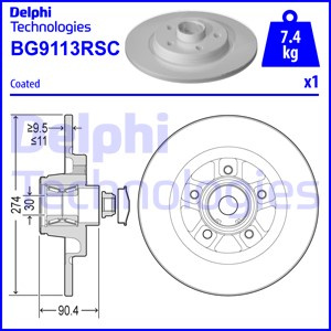 Disc frana puntea spate (BG9113RSC DELPHI) MERCEDES-BENZ,NISSAN,RENAULT