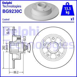Disc frana puntea spate (BG9230RSC DELPHI) RENAULT