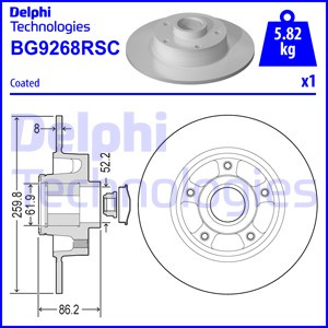Disc frana puntea spate (BG9268RSC DELPHI) RENAULT