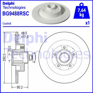 Disc frana puntea spate (BG9488RSC DELPHI) RENAULT