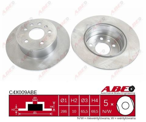 Disc frana puntea spate (C4X009ABE ABE) CHEVROLET,OPEL,SAAB,VAUXHALL