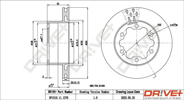 Disc frana puntea spate (DP1010111378 DRIVE) MERCEDES-BENZ,VW