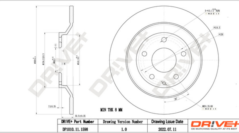 Disc frana puntea spate (DP1010111598 DRIVE) MAZDA