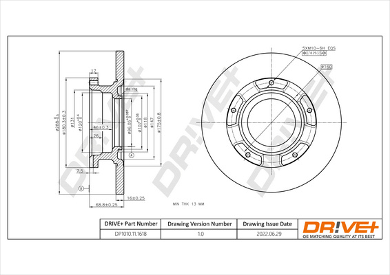 Disc frana puntea spate (DP1010111618 DRIVE) FORD