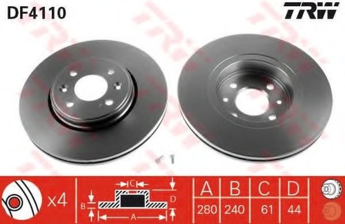 Disc frana RENAULT CAPTUR (2013 - 2016) TRW DF4110 piesa NOUA