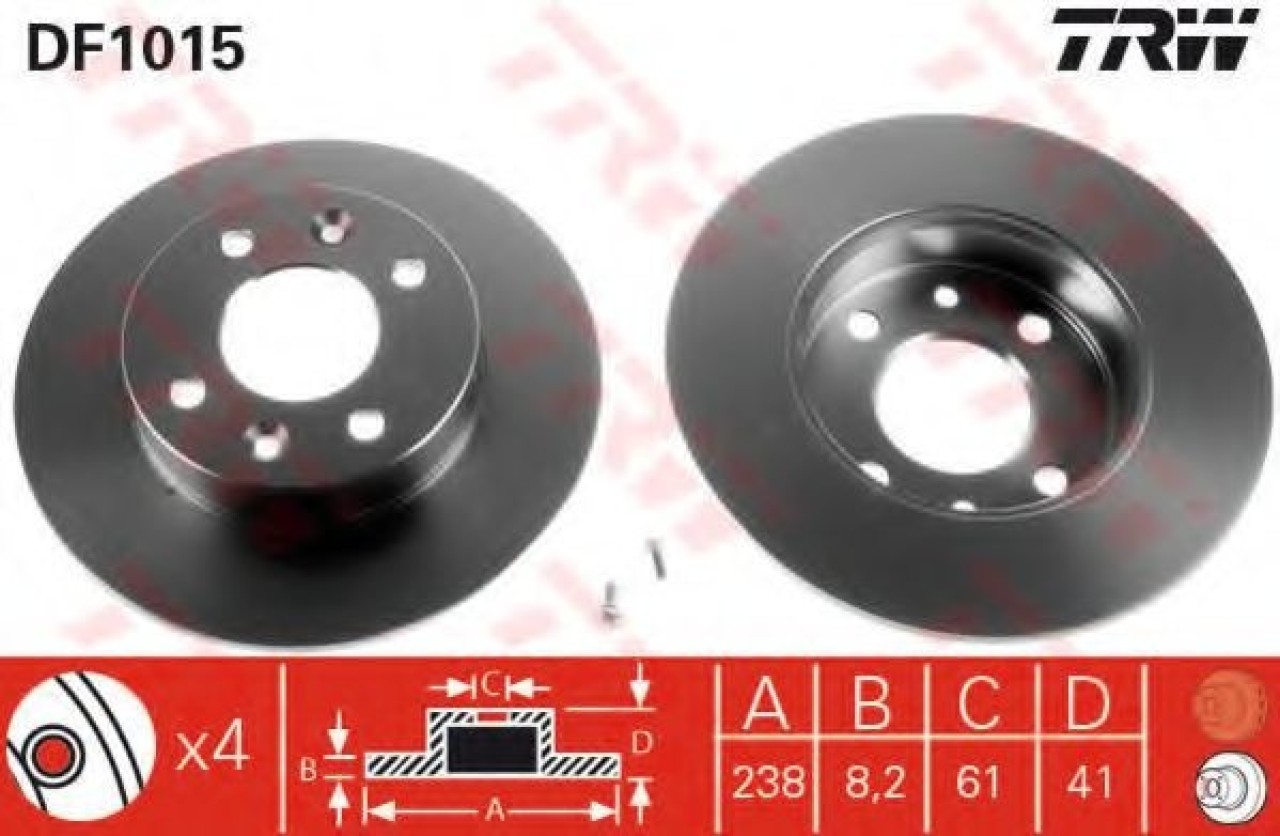Disc frana RENAULT CLIO I (B/C57, 5/357) (1990 - 1998) TRW DF1015 piesa NOUA