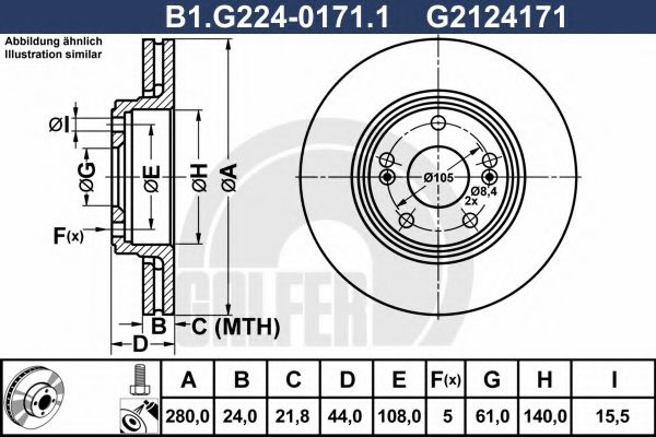 Disc frana RENAULT ESPACE III (JE0) (1996 - 2002) GALFER B1.G224-0171.1 piesa NOUA