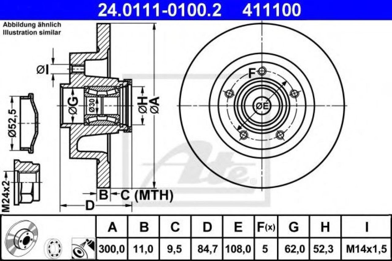 Disc frana RENAULT ESPACE IV (JK0/1) (2002 - 2015) ATE 24.0111-0100.2 piesa NOUA