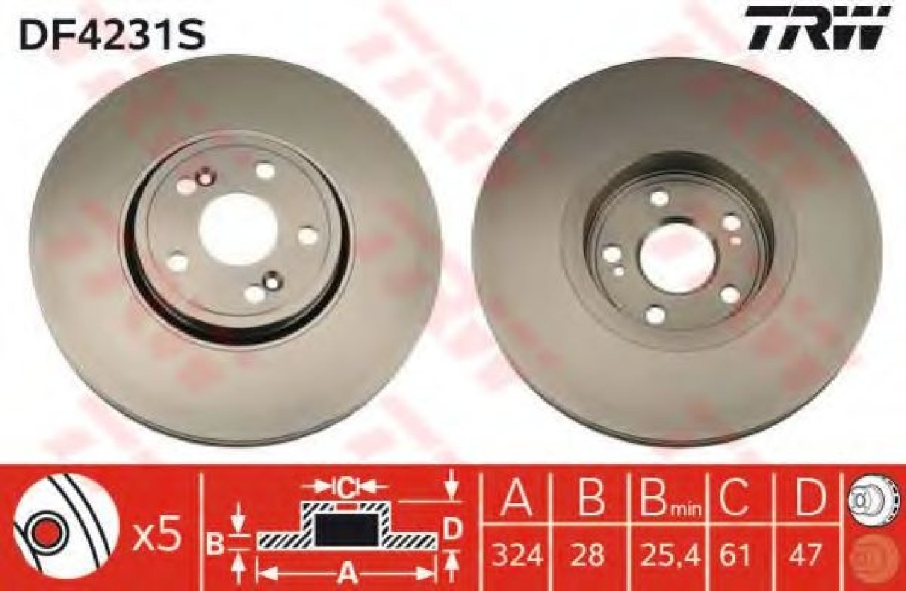 Disc frana RENAULT ESPACE IV (JK0/1) (2002 - 2015) TRW DF4231S piesa NOUA