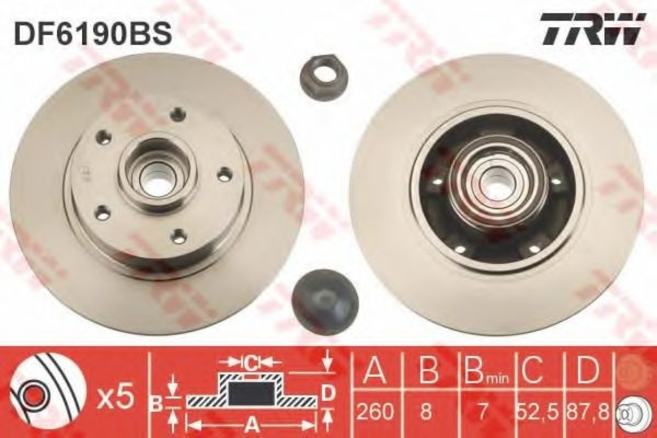Disc frana RENAULT FLUENCE (L30) (2010 - 2016) TRW DF6190BS piesa NOUA