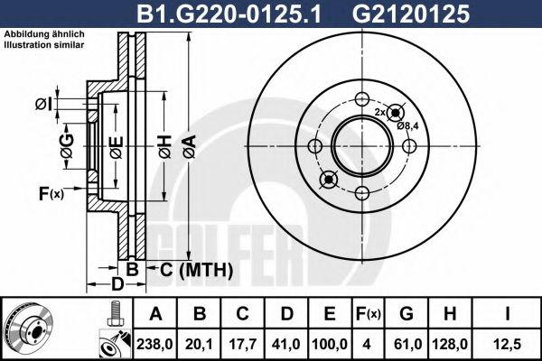 Disc frana RENAULT KANGOO (KC0/1) (1997 - 2007) GALFER B1.G220-0125.1 piesa NOUA