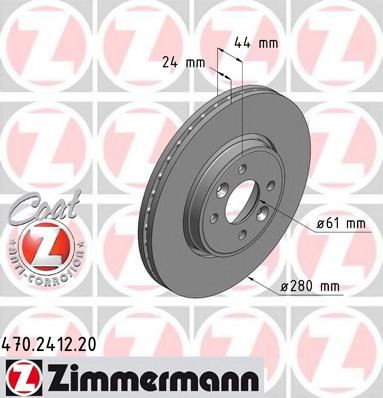 Disc frana RENAULT KANGOO (KC0/1) (1997 - 2007) ZIMMERMANN 470.2412.20 piesa NOUA