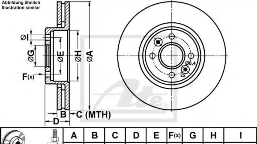 Disc frana RENAULT LAGUNA I (B56, 556) (1993 - 2001) ATE 24.0124-0158.1 piesa NOUA