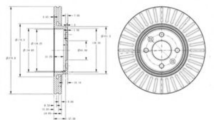 Disc frana RENAULT LAGUNA I (B56, 556) (1993 - 2001) DELPHI BG3430 piesa NOUA