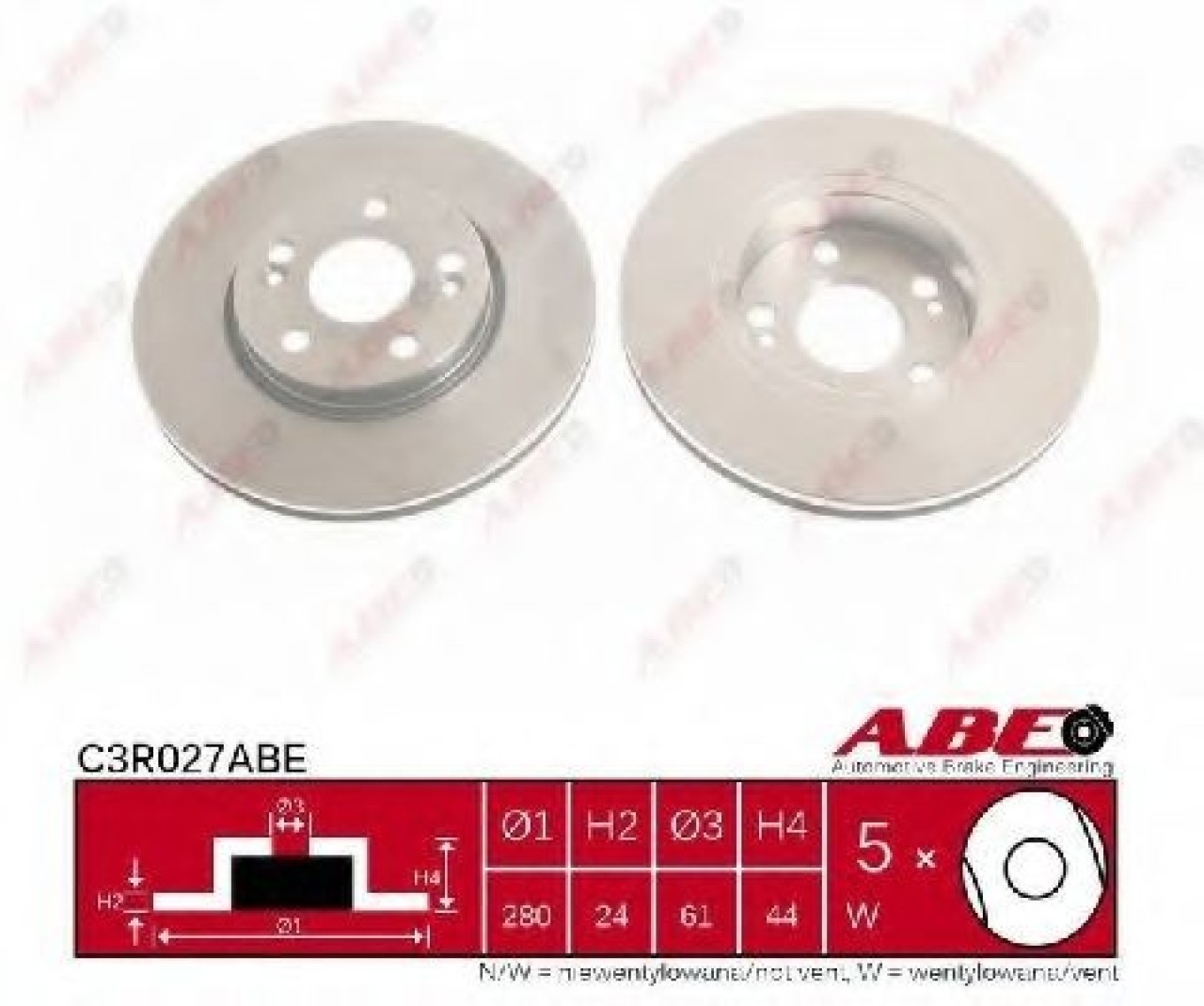 Disc frana RENAULT LAGUNA II (BG0/1) (2001 - 2016) ABE C3R027ABE piesa NOUA
