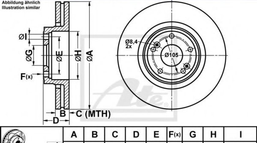 Disc frana RENAULT LAGUNA II (BG0/1) (2001 - 2016) ATE 24.0326-0123.1 piesa NOUA